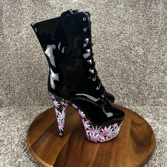 Ellie 7" Stiletto Women's 11 Lace Up Boots Print Wrapped Pf Shoes 709/Juicy - Picture 2 of 10